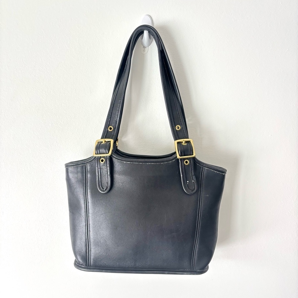 Coach Vintage Legacy Small Shopper Shoulder Tote Bag Purse 9086 Black Leather